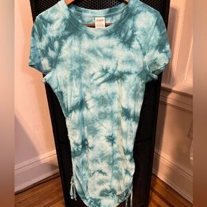 PINK Victoria's Secret Teal Tie-Dye Short Sleeve Terry Dress
